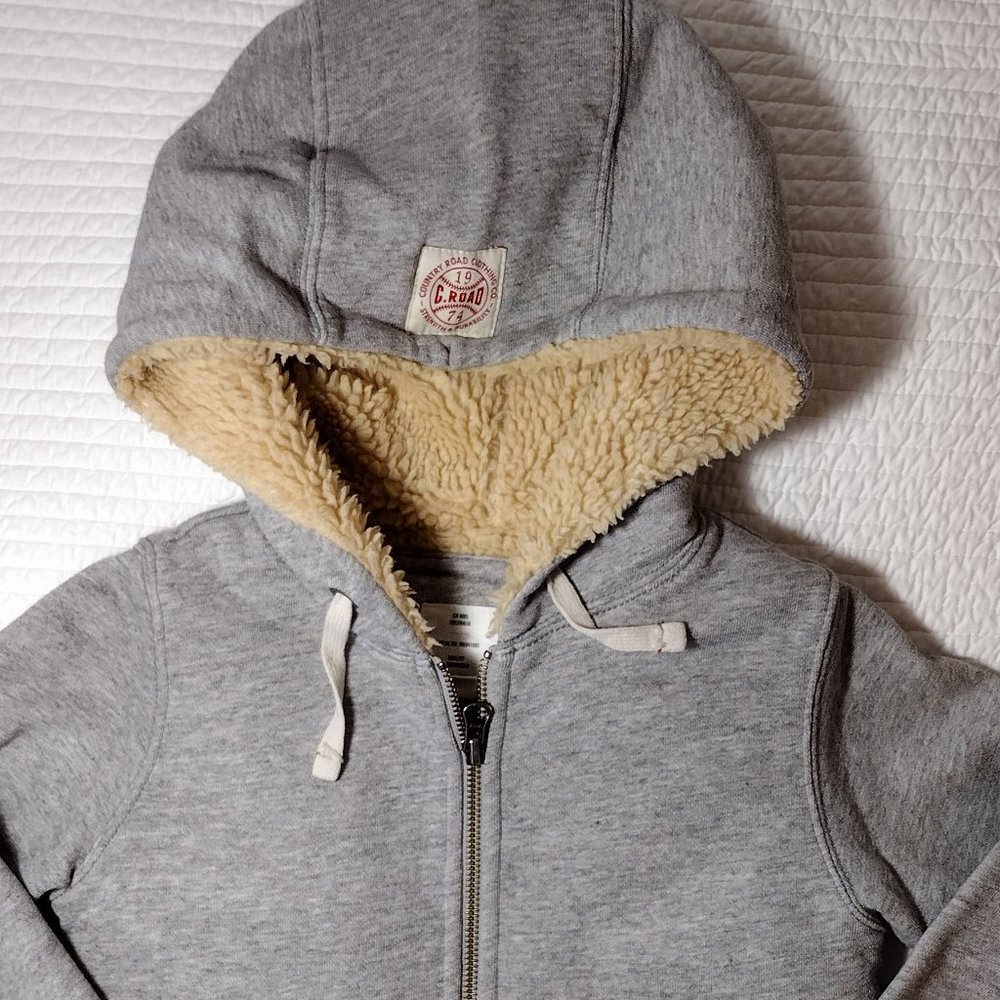 Country Road Boys' 5 Grey Heavyweight Sherpa Fleece Lined Zip Hoodie Sweatshirt